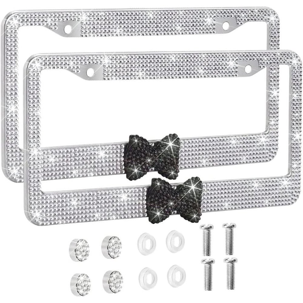 💕NEW Sparkling Bling Swarovski Crystal Silver Hello Kitty License Plate … - Picture 7 of 11